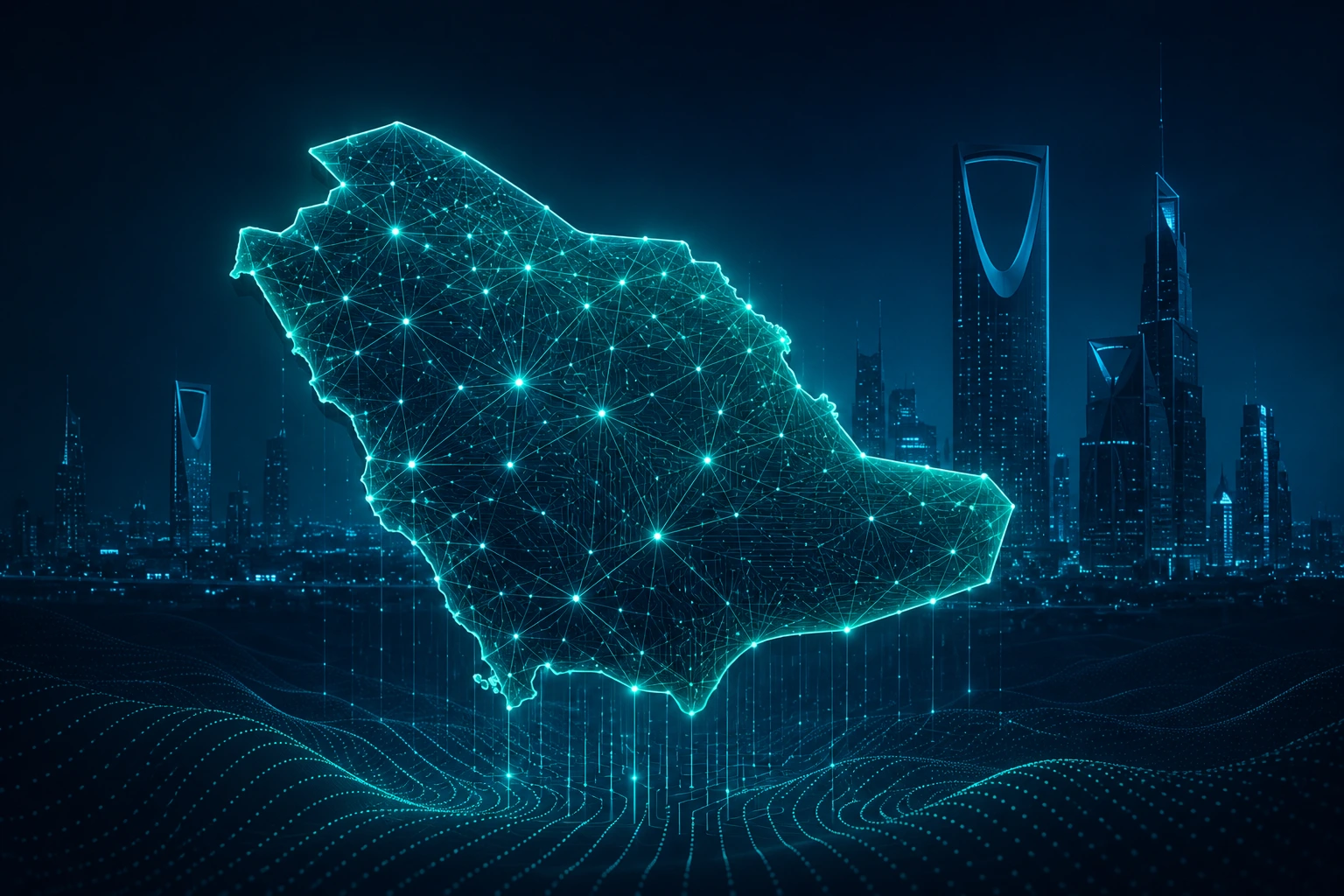 Saudi Arabia national AI strategy data network illustration